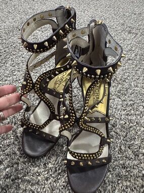 Michael Kors Dark Brown Studded Gladiator Heels